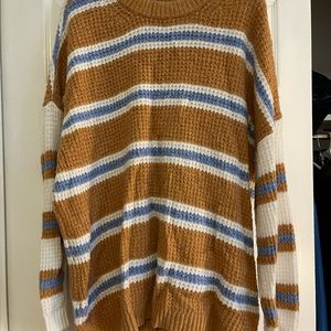 American eagle sweater size L brownish orange color with blue and white stripe